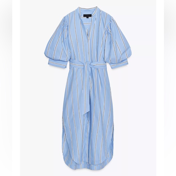 Zara Light Blue Striped Midi Dress - Picture 5 of 9